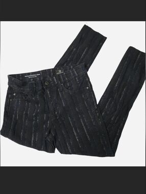 AG Adriano Goldschmied Farrah Skinny Ankle Metallic Stripe Jeans 26R